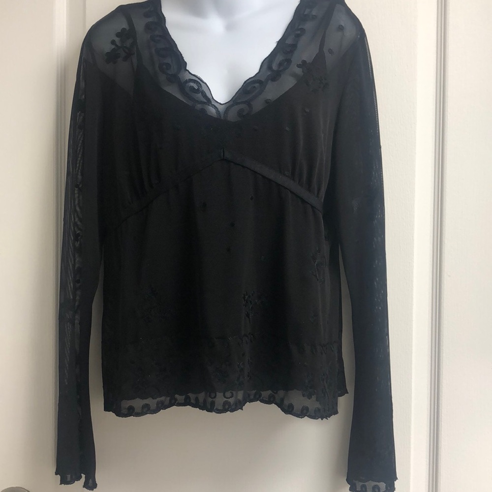 Vintage INC black embroidered top